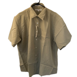 NWT Perry Ellis Short Sleeve Collared Beige Button Up Shirt